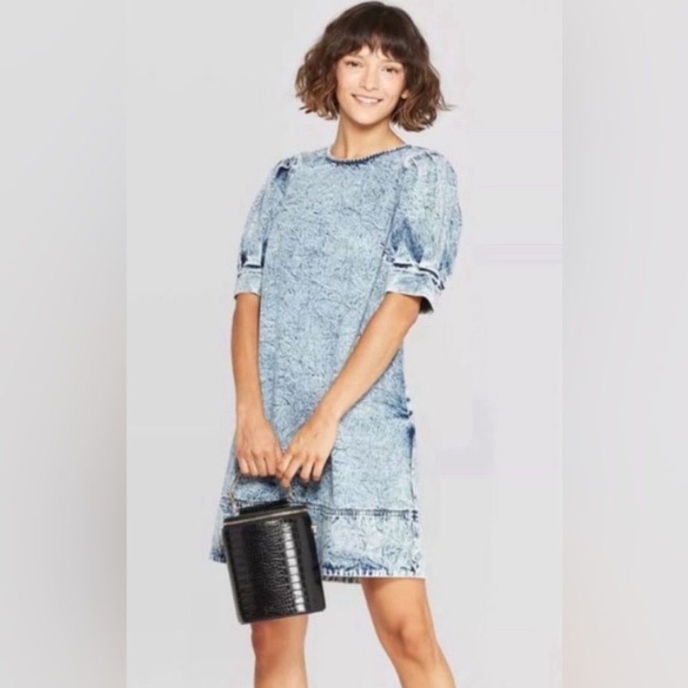 Who What Wear Blue Denim Dress